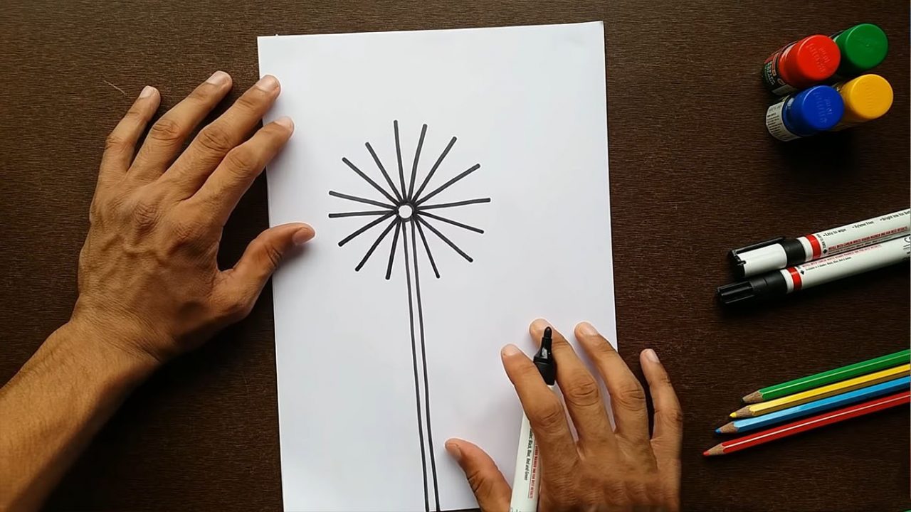 Рисуем одуванчик поэтапно. Обучение для начинающик