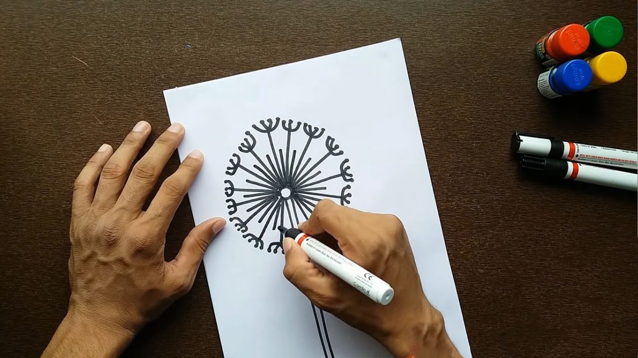 Рисуем одуванчик поэтапно. Обучение для начинающик